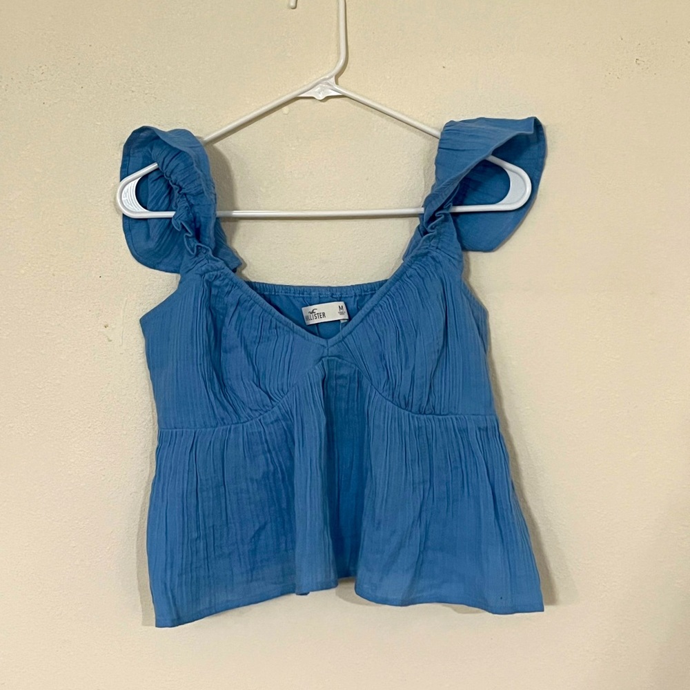 Women’s Blue Ruffle Shirt